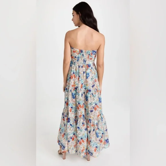 Zimmermann - Clover Tie Front Midi Dress Topaz Peony Floral US 8 / AU 2 / Medium - Picture 10 of 16